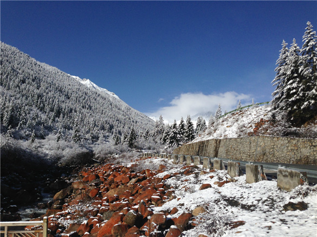 達(dá)古冰山連降春雪 周末可觀最美春日雪景